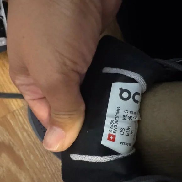 On Running Women's Black and Peach Sneakers - Picture 5 of 6